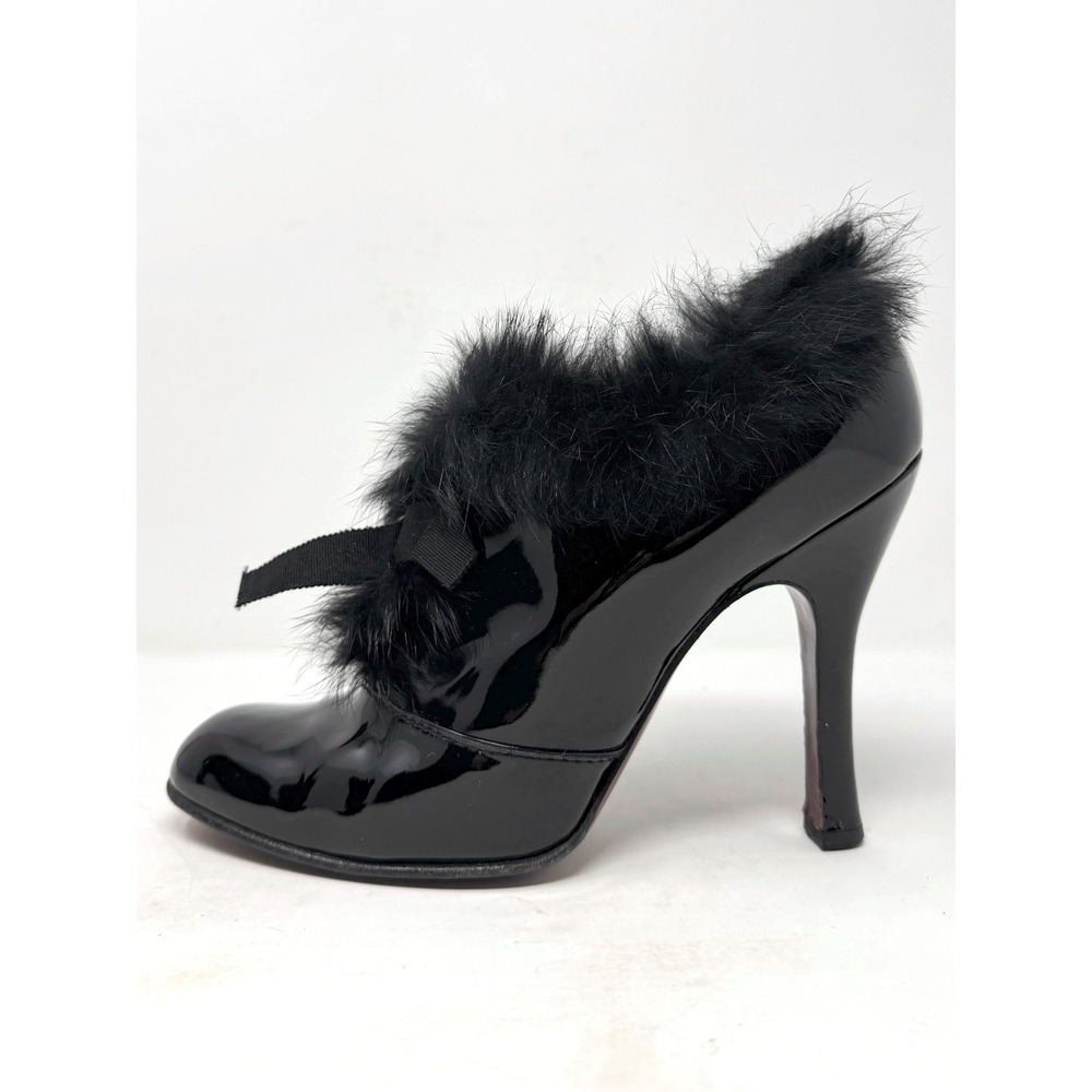 Louis Vuitton Marc Jacobs FW 2004 Runway Fur Derby Patent Heels Pumps 40